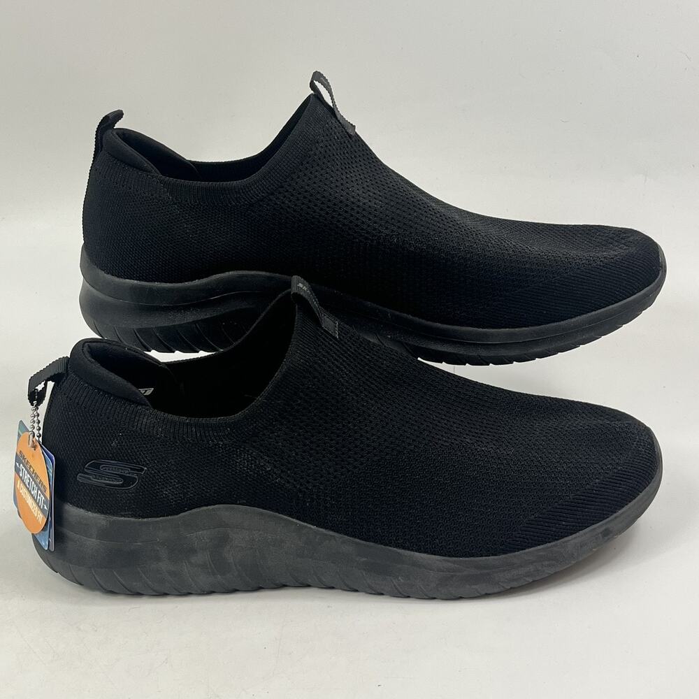 Skechers Mens Stretch Fit Slip On Walking Shoes Size 14 Black Memory Foam